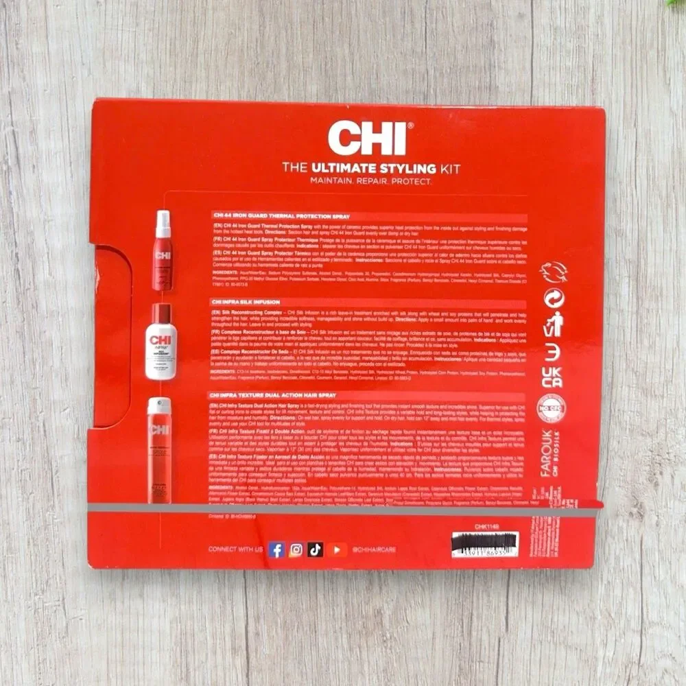 CHI Styling Kit Silk Infusion 44 IronGuard Heat Protectant Texture Hairspray NEW